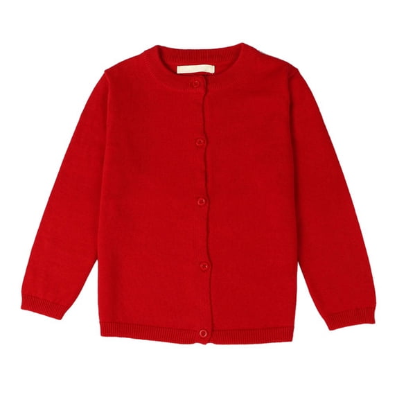 Valcatch Girls Crewneck Cardigan Cotton Button Long Sleeve Sweater for Infant Toddler Kids 1-8 Years