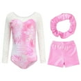 thumbnail image 1 of Valcatch Kid Girls Gymnastics Leotards Set Long Sleeve Sparkly Dance Biketards with Shorts Ballet Outfit for 5-12 Years, 1 of 9