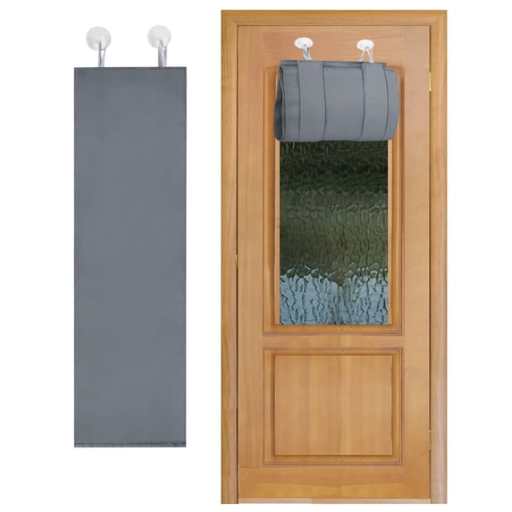 Valcatch Lockdown Blackout Classroom Door Curtain, 8"W x 35"L Thermal Insulated Tie Up Privacy Shade with 2 Self Adhesive Hooks for School Nursery Home Office