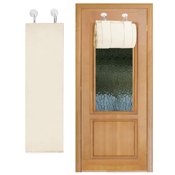 Valcatch Lockdown Blackout Classroom Door Curtain, 8"W x 35"L Thermal Insulated Tie Up Privacy Shade with 2 Self Adhesive Hooks for School Nursery Home Office