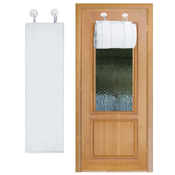Valcatch Lockdown Blackout Classroom Door Curtain, 8"W x 35"L Thermal Insulated Tie Up Privacy Shade with 2 Self Adhesive Hooks for School Nursery Home Office