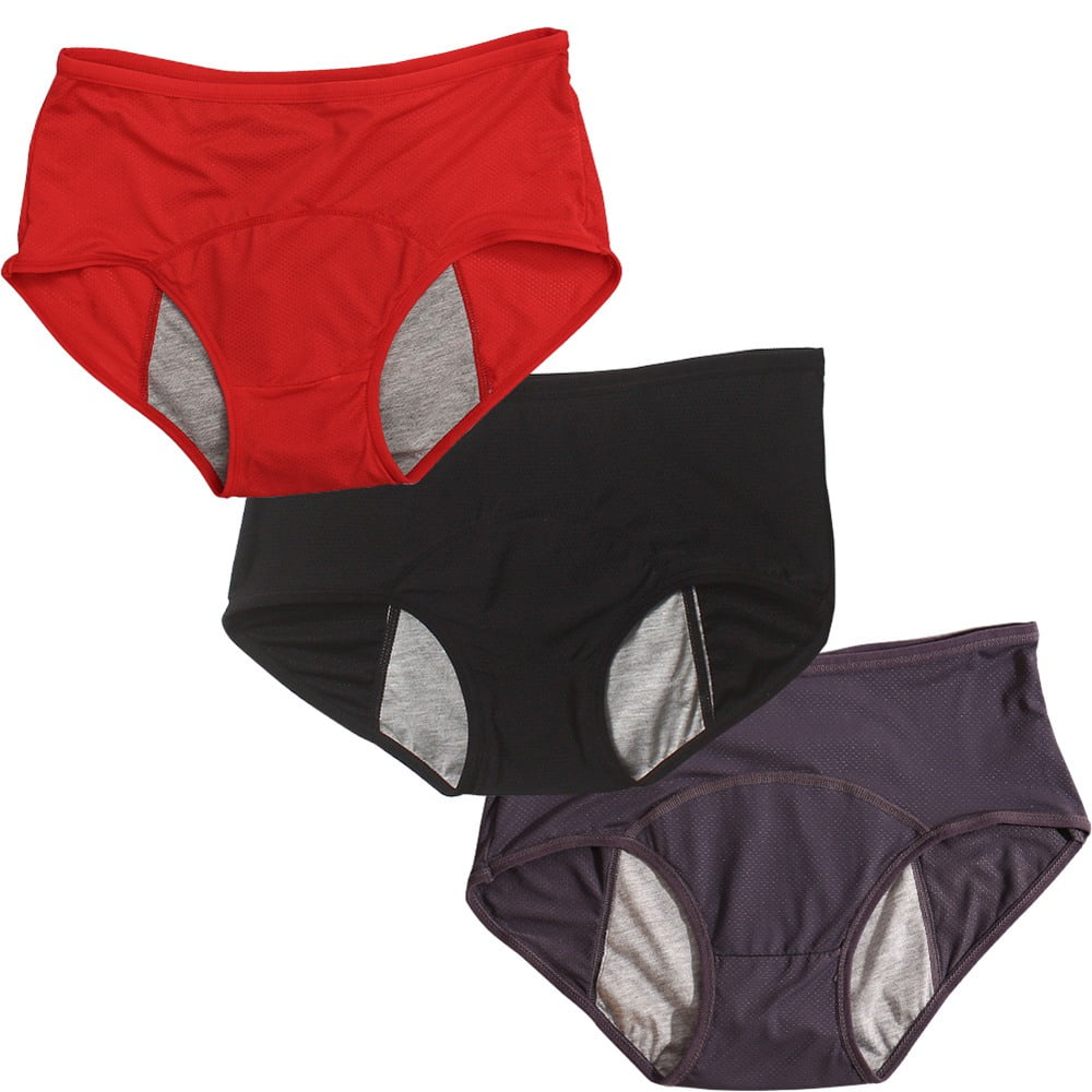 Valcatch Women's Period Underwear Mid-High Waisted Postpartum Maternity  Panties 3 Pack 