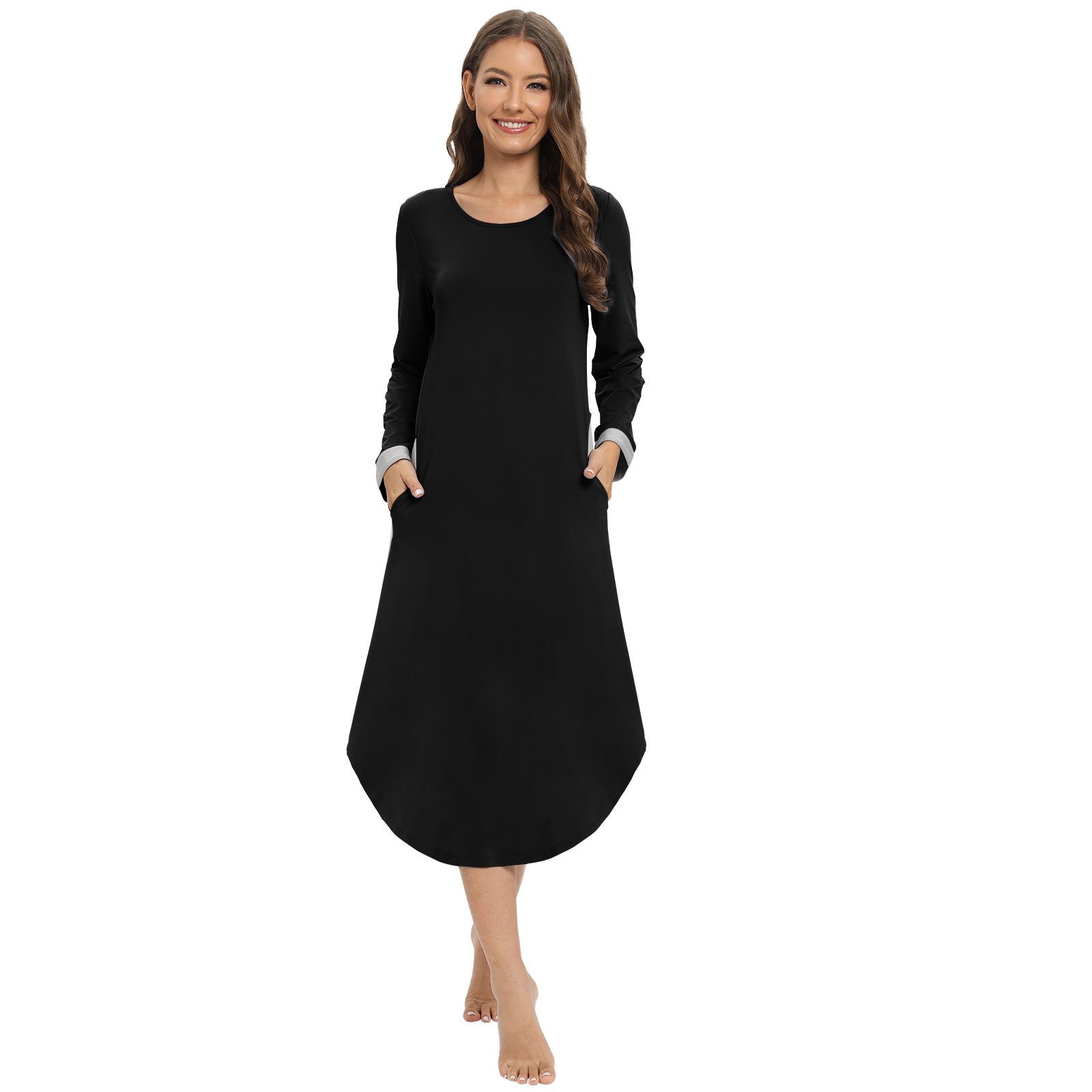 Valcatch Nightgowns for Women Round Neck Nightshirts Long Sleeve