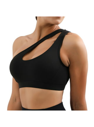 Buy Solid One Shoulder Sports Bra with Detachable Strap