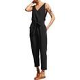thumbnail image 1 of Valcatch Sleeveless Jumpsuit V Neck Wrap Belt Pocket Elegant for Womens Dressy Casual 2024 One Piece Romper Outfits S-5XL, 1 of 3