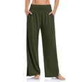 thumbnail image 1 of Valcatch Wide Leg Pants Woman Yoga Pants with Pockets Stretch Loose High Waist Casual Sweatpants Green M, 1 of 5