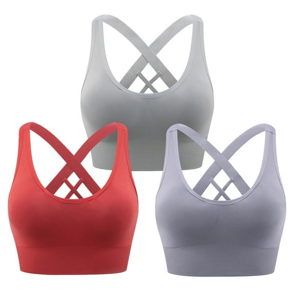 Valcatch Women High Impact Sports Bras Criss Cross Back Yoga Running Bra for Plus Size 3 Pack