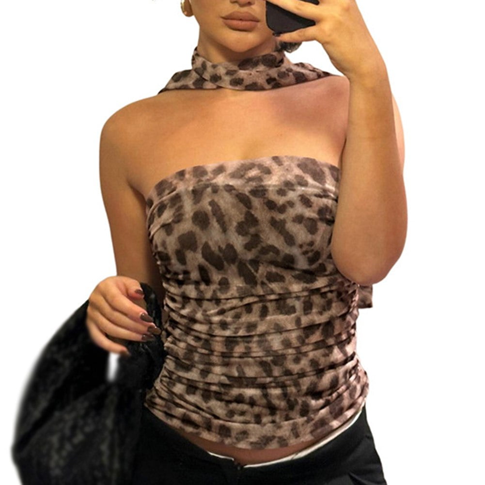 Valcatch Women Leopard Print Tube Top Sexy Strapless Bandeau Valcatch Women Leopard Print Tube Top Sexy Strapless Bandeau