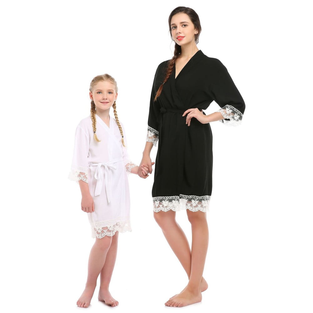 Valcatch Women Soft Robes Half Sleeve Housecoat Lace Trim Sleepwear