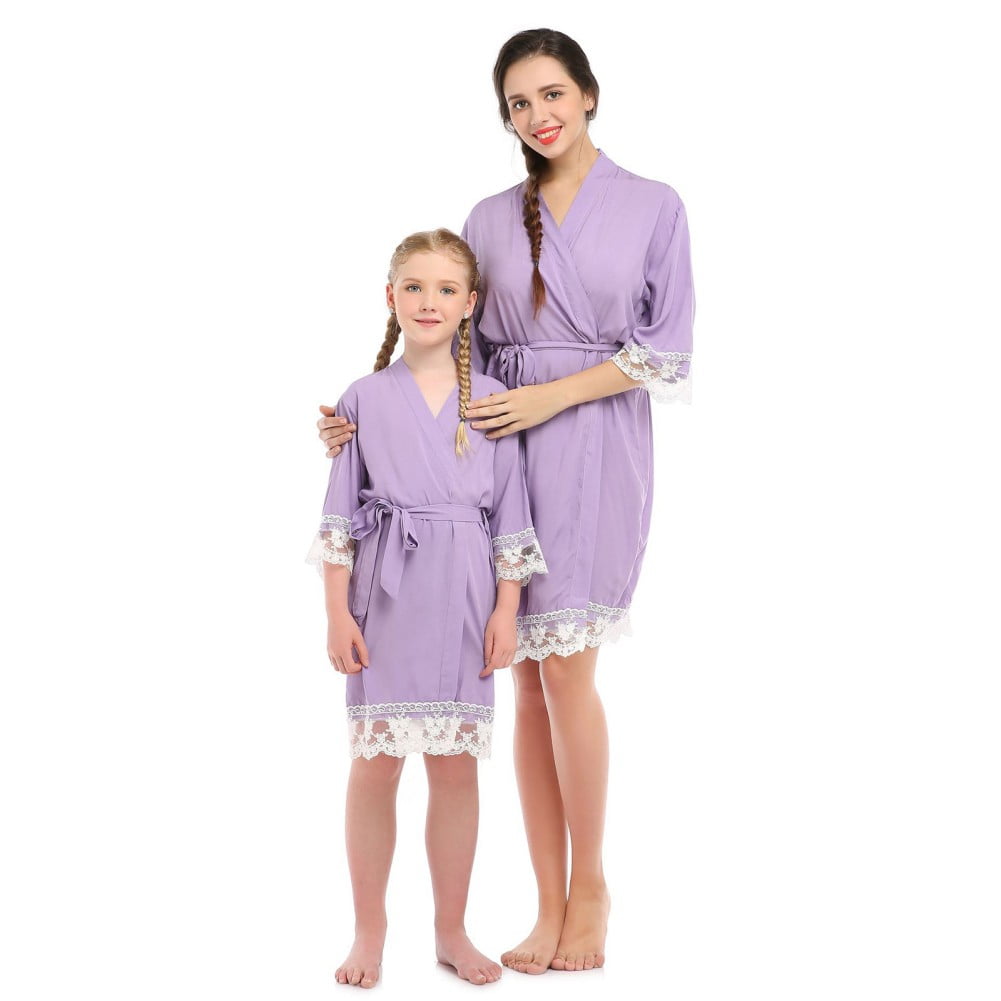 Valcatch Women Soft Robes Half Sleeve Housecoat Lace Trim Sleepwear