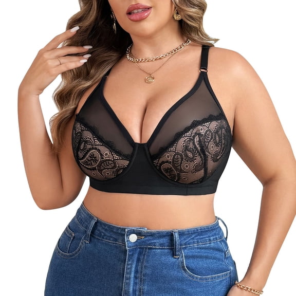 Valcatch Women's Push Up Underwire Lace Bra Full Coverage Lace Bra with Underwire Lifting Support for Daily Wear