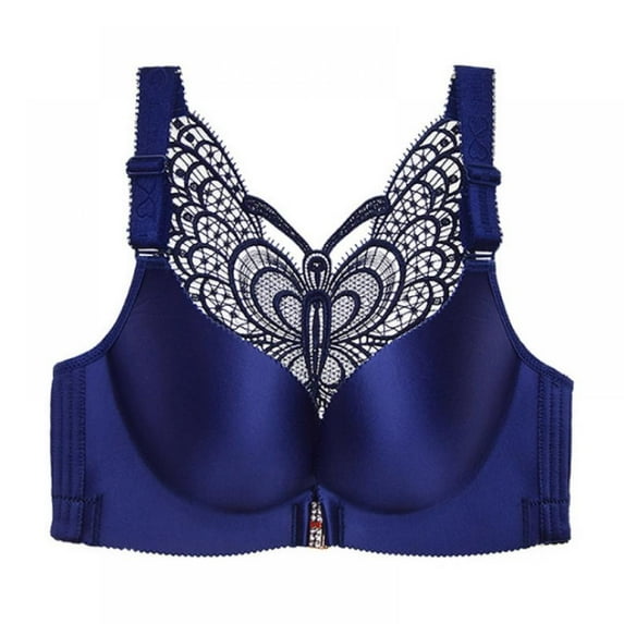 Valcatch Women's Wirefree Push up Bra Seamless Front Closure Lace Butterfly Beauty Back Everyday Bra