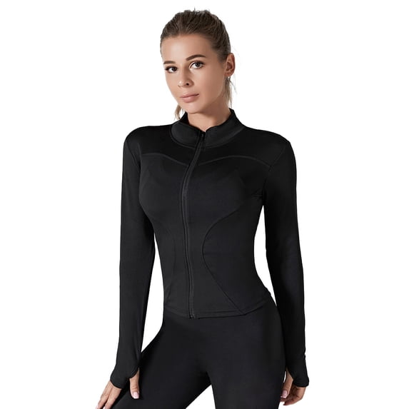 Valcatch Women's Workout Quick Dry Jacket Lightweight Zip Up Yoga Jacket Cropped Athletic Slim Fit Tops