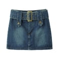 thumbnail image 1 of Valcatch Womens Girls Casual Buckled Belt High Waist Retro Straight Denim Short Skirt, 1 of 5