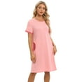 thumbnail image 1 of Valcatch Womens Nightgown Short Sleeve Nightshirt O-Neck Soft Nightdress Casual Sleepwear With Pockets, 1 of 5