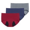 thumbnail image 1 of Valcatch Womens Period Underwear for Women Cotton Four-layer Leak Proof Menstrual Panties Mid Waist Hipster Briefs With Dark Lining 3-Pack, 1 of 6