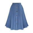 thumbnail image 1 of Valcatch Womens Stretchy High Waist 5-Buttons Front Flowy Midi Skirts with Pockets, 1 of 3