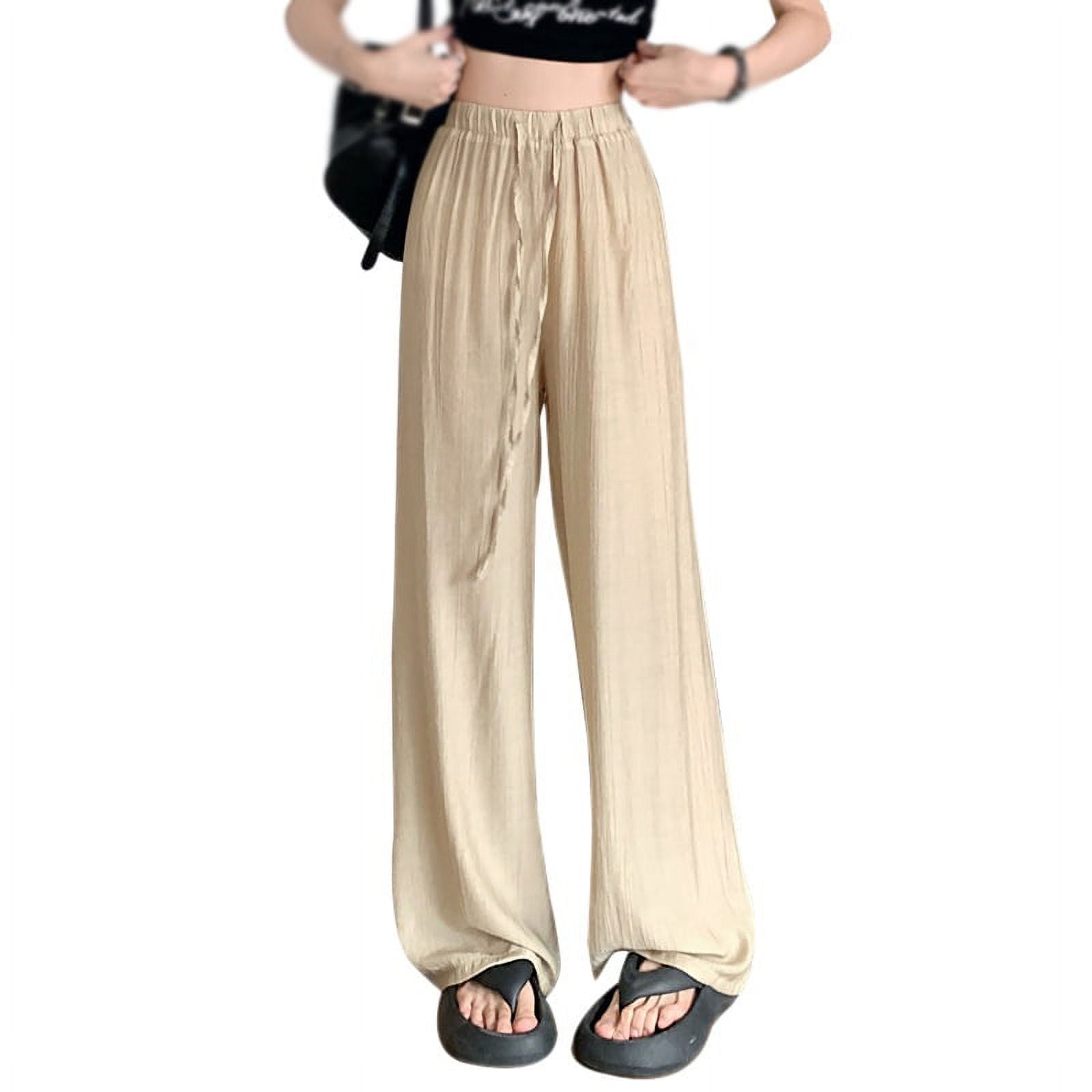 Valcatch Womens Summer Pants Flowy Wide Leg Beach Trousers Maxi Pants ...