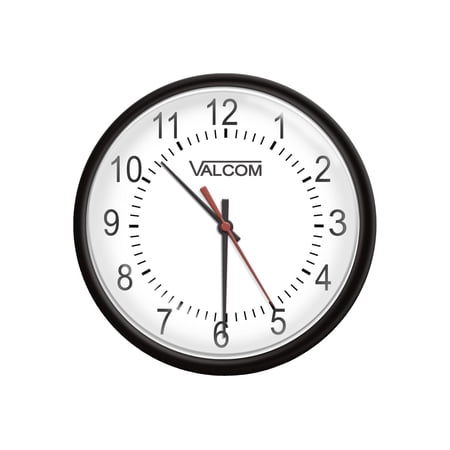 Valcom V-AW16B - Clock - quartz - wall mountable - 15.98 in - black - frame: white