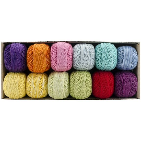 Valdani Perle Egyptian Cotton Size 8 Embroidery Thread Rainbow Light Sampler Set