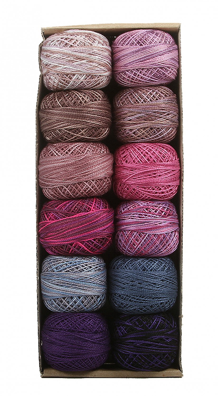 Valdani Purple Splash Perle Cotton Size 12 Embroidery Thread Accents 3 Sampler