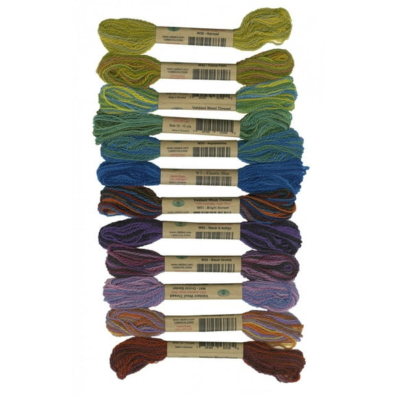 Valdani Thread Size 15 2ply Wool 12 Skein Sampler Children's Art