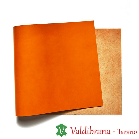 Valdibrana Conceria, Tarano, Italian Vachetta Leather, Panel, Tiger Orange