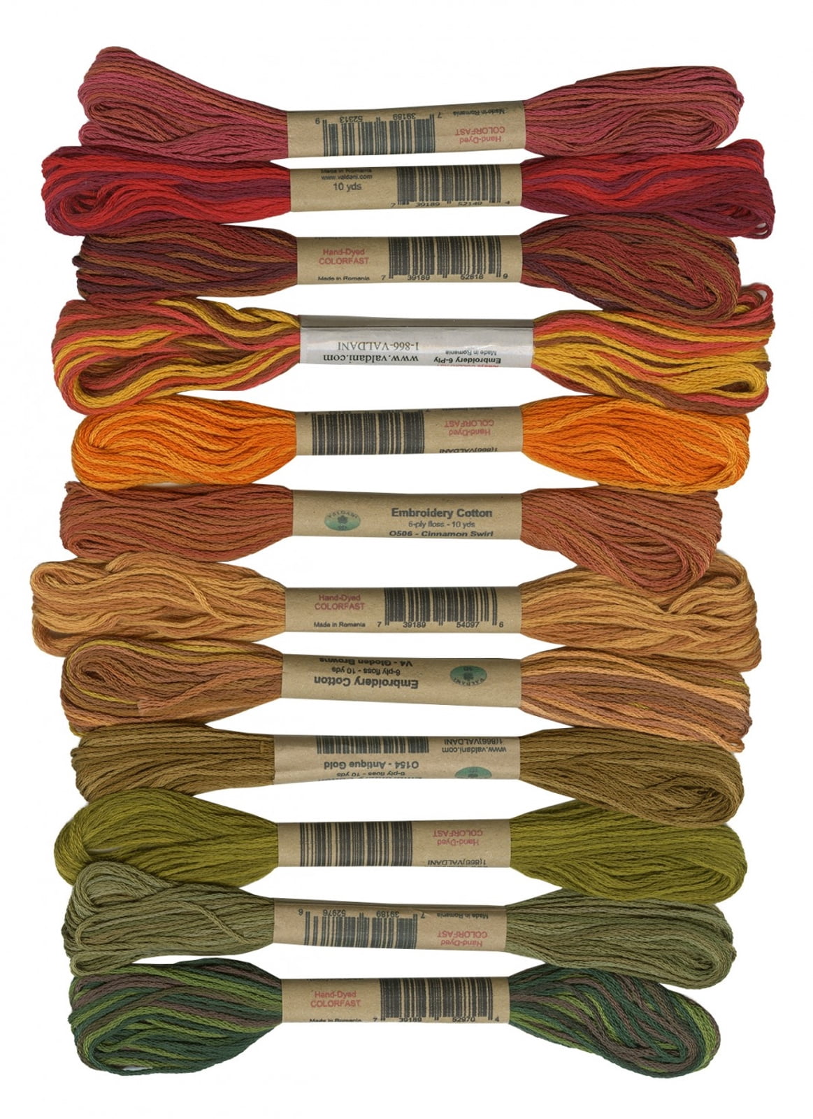 Valdini Floss 6 Strand Sampler 12 Assorted Colors Fabulous Autumn