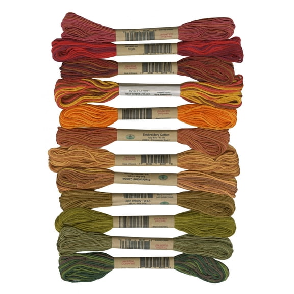 Valdini Floss 6 Strand Sampler 12 Assorted Colors Fabulous Autumn