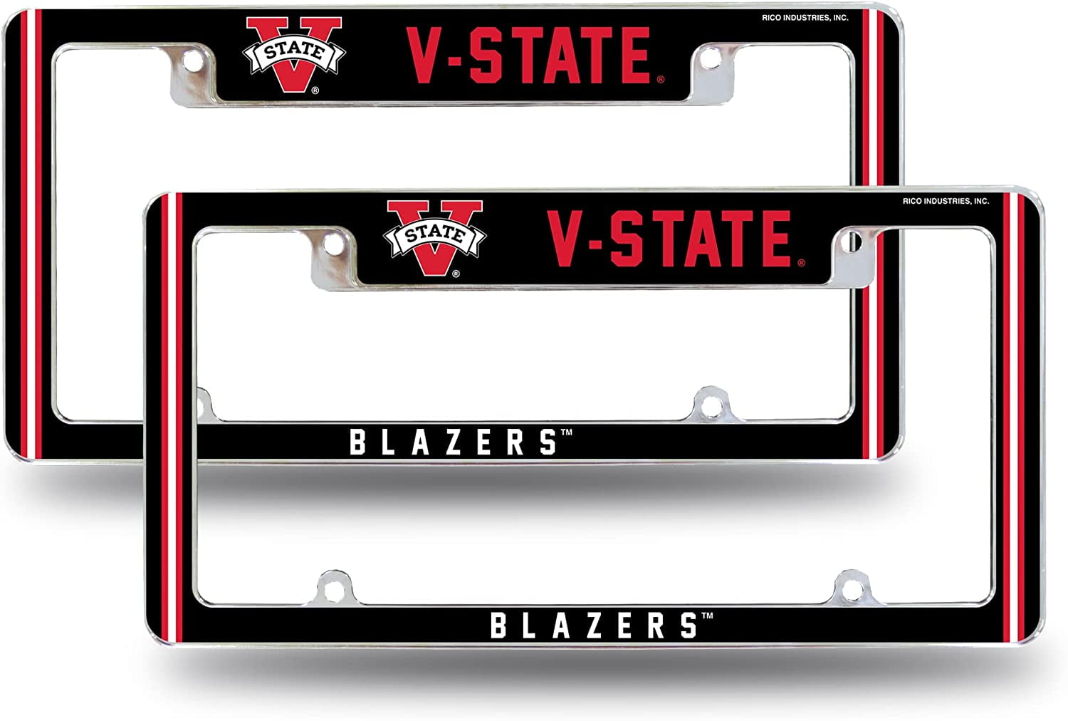 Valdosta State NCAA Blazers (Set of 2) Chrome Metal License Plate Frames with Bold Full Frame