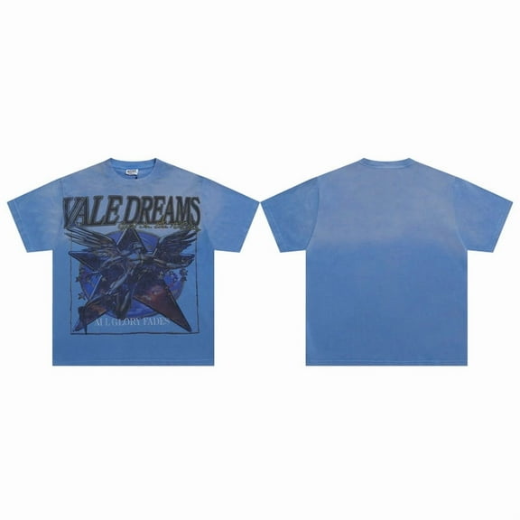 Vale Shirt Retro Leisure Casual Fashion Cotton Round Neck Short Sleeve T-Shirt Men's Shirts-L