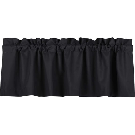 Valea Home Blackout Valance Curtains Waterproof Soft Rod Pocket Valance for Kitchen and Bathroom Window Room Darkening Valances for Bedroom, 52 inch x 18 inch, Black