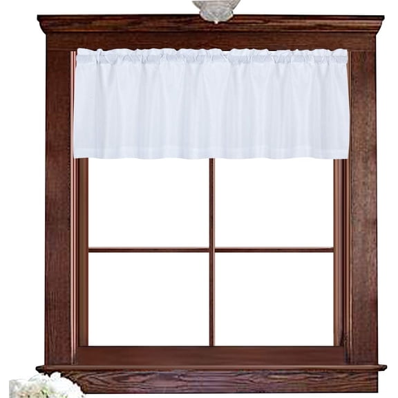 Valea Home Water Repellent Valance for Bathroom Window Waffle Woven Textured Short Kitchen Curtain Valances(60 x 16 inches, White, One Panel)