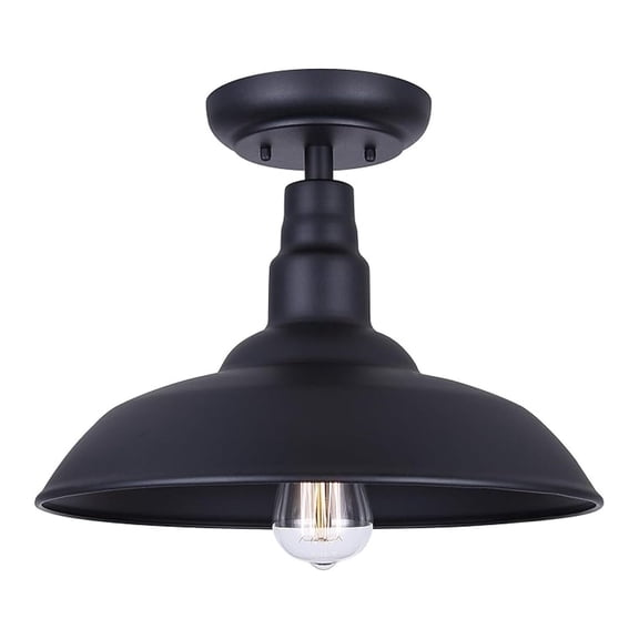 Valec 1-Light Outdoor Ceiling Light, 14-Inch Black Flush Mount Durable Weather-Resistant Lighting for Porch, Garage and Entryway