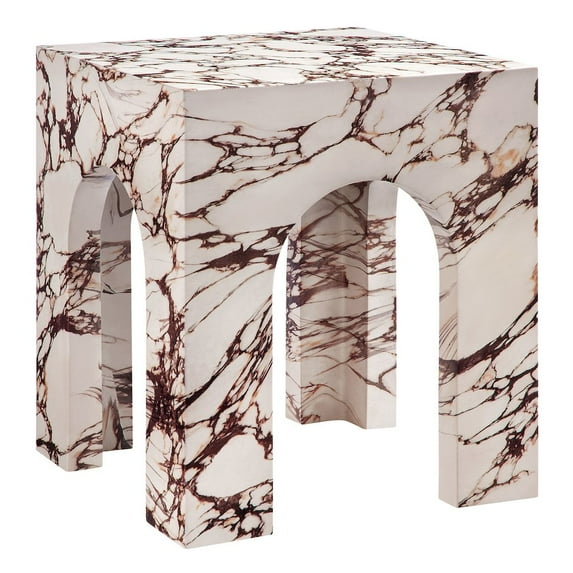 Valen Side Table in Red Marble
