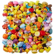 ValenLyra 100 pack Rubber Ducks for Jeeps Ducking - 2" Bulk Floaters, Safe 3+ Kids/Baby Bath Toys with Bag, Assorted Styles, Party Favors/Birthdays 100 Varieties