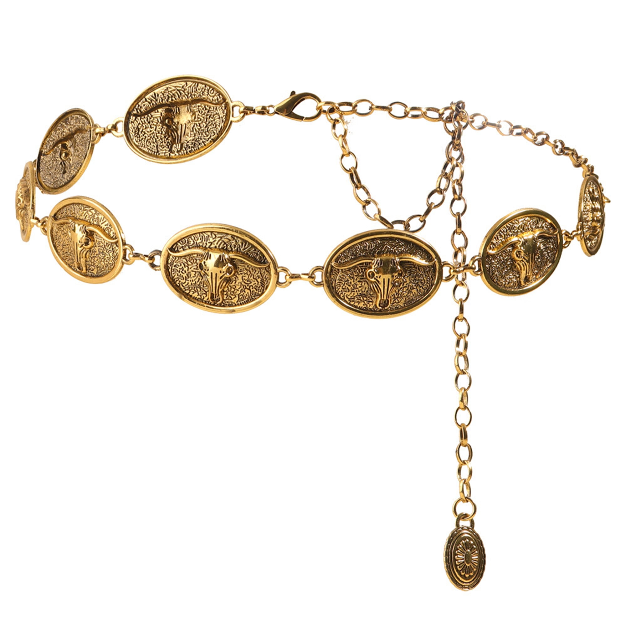Metal Concho Western Cowgirl Chain Belt for Dresses Jeans Country Concert Outfit Western Metal Oval Concho Belt for Women Cowgirl Waist Chain  main image 3