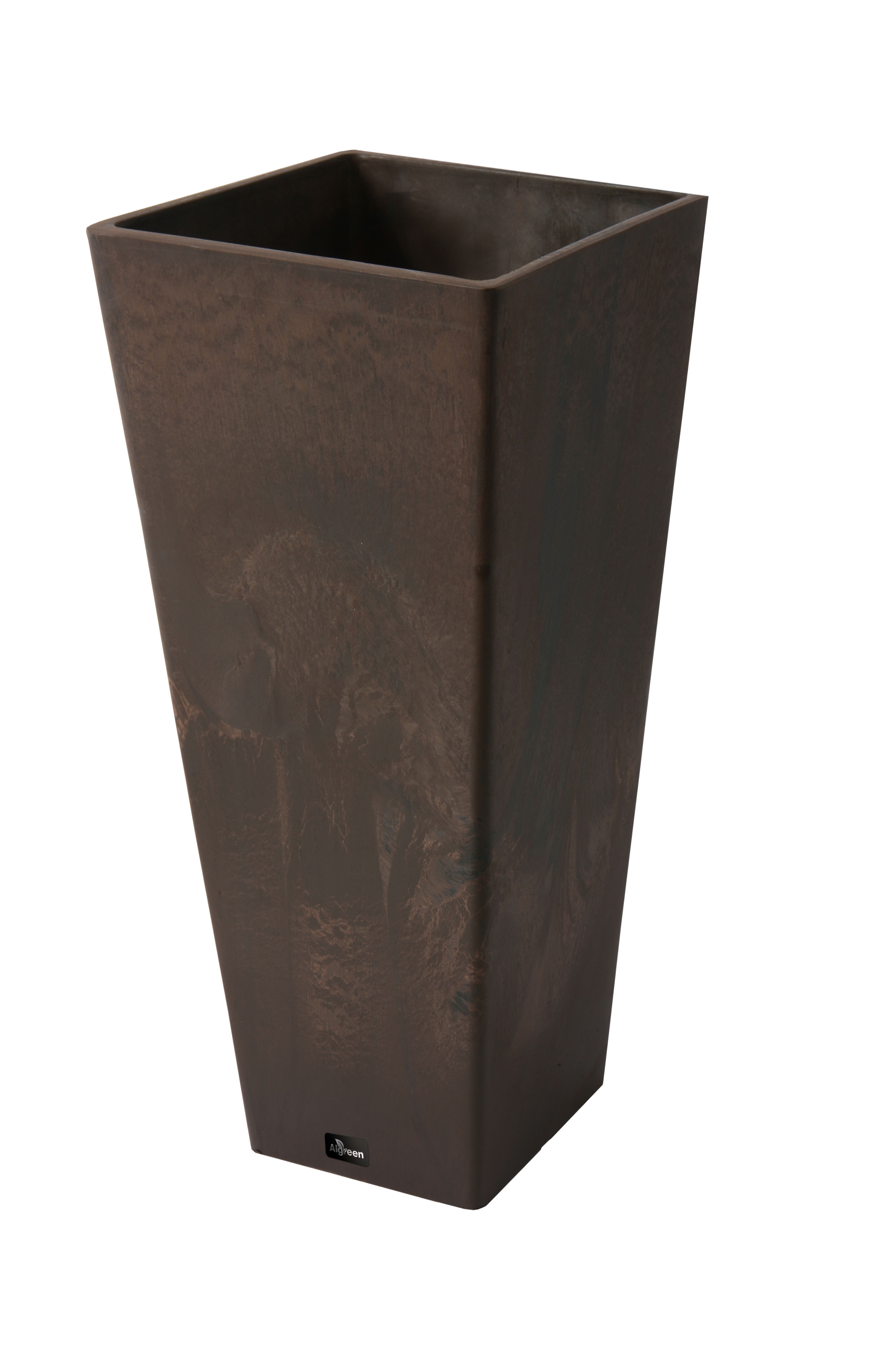 Valencia 10.5" x 24" Brown Marble Square Outdoor Planter
