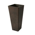 thumbnail image 1 of Valencia 10.5"x24"H Square Planter with Water Tray, Brown Marble, 1 of 4