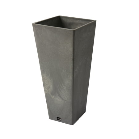 Valencia 10."x24"H Square Planter with Water Tray, Concrete