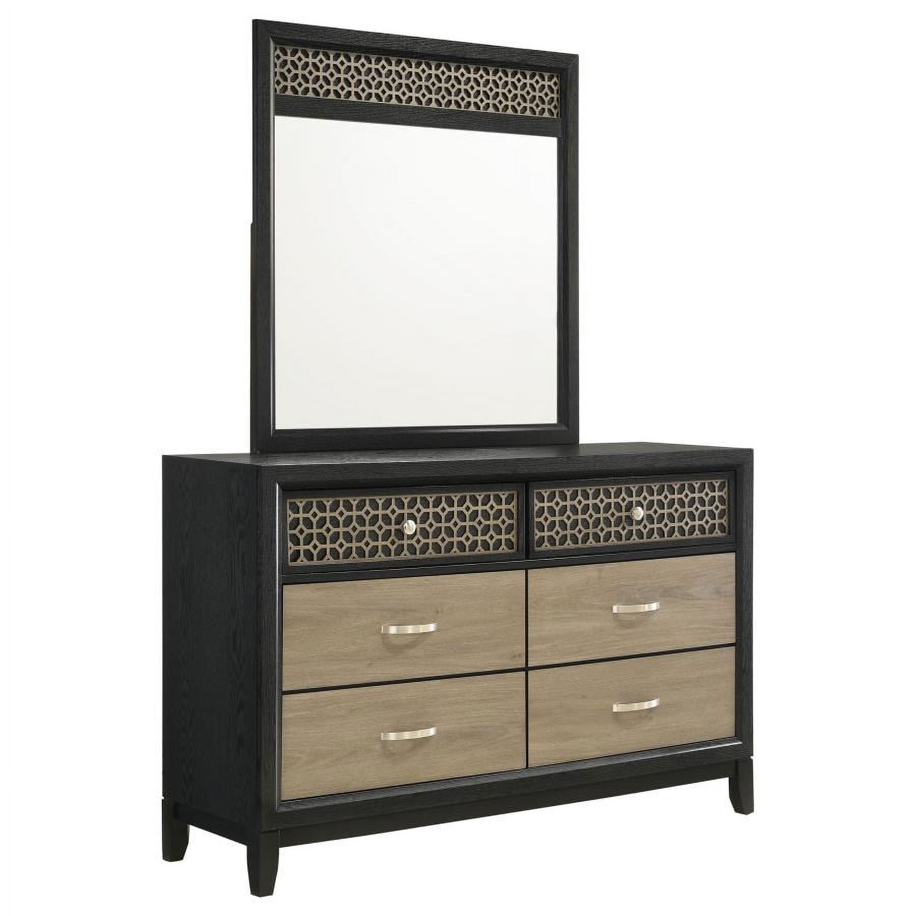 Valencia 6-drawer Dresser with Mirror Light Brown and Black Valencia 6-drawer Dresser with Mirror Light Brown and Black