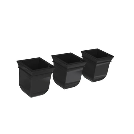 Mayne Valencia 7" x 7" x 8" Square Self Watering Black Plastic Wall Mount Planter, 3-Pack