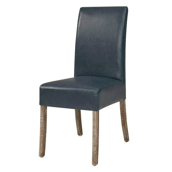 Valencia Bonded Leather Chair Drift Wood Legs, Vintage Blue
