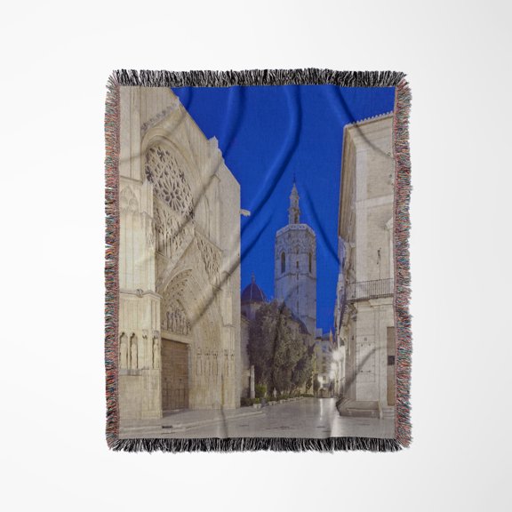 Valencia Cathedral At Dawn, Valencia, Spain - Eu27 Rti0072 - Rob Tilley, Woven Blanket
