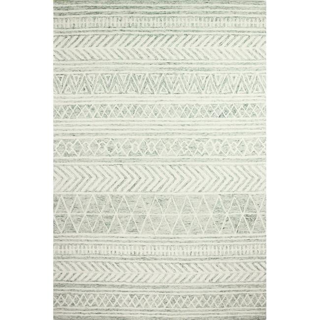 Handmade Green Wool Tufted Geometric 5' x 7' Rug