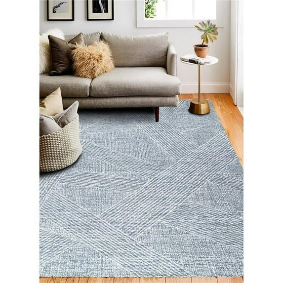 Valencia Collection Transitional 100 Percent Wool Hand Tufted Area Rug - Teal - 2.6 x 8 in.