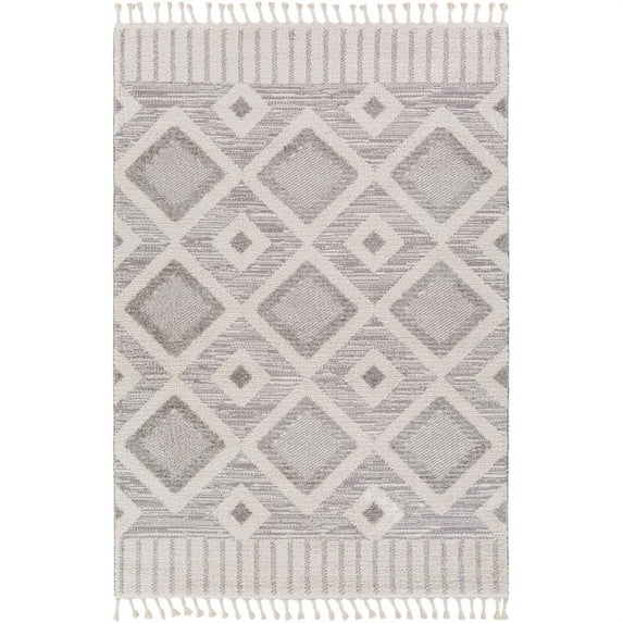 Valencia Light Gray 5'3" x 7' Global Rectangle Area Rug