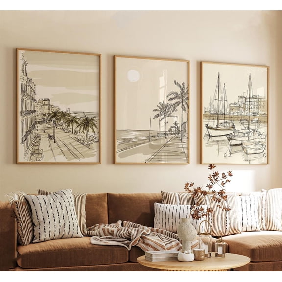 Valencia Minimal Line Drawing Set 3 Stretched Canvas