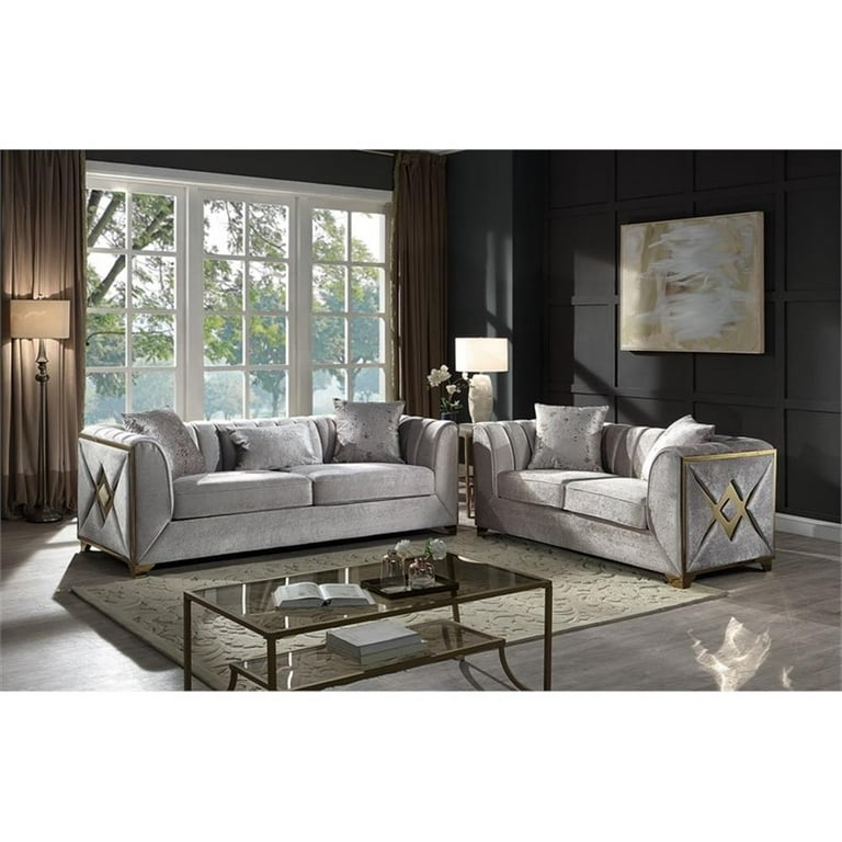 Valencia Modern Style 2 PC Living room Set Made with Wood in Cream