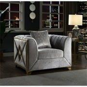 Valencia Modern Style Chair in Gold Finish Made with Wood in Silver Color